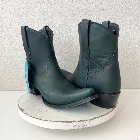 Lane EMMA JANE Womens Cowboy Bootie 7.5 Green Western Cowgirl Short Ankle Boots - Picture 1 of 12